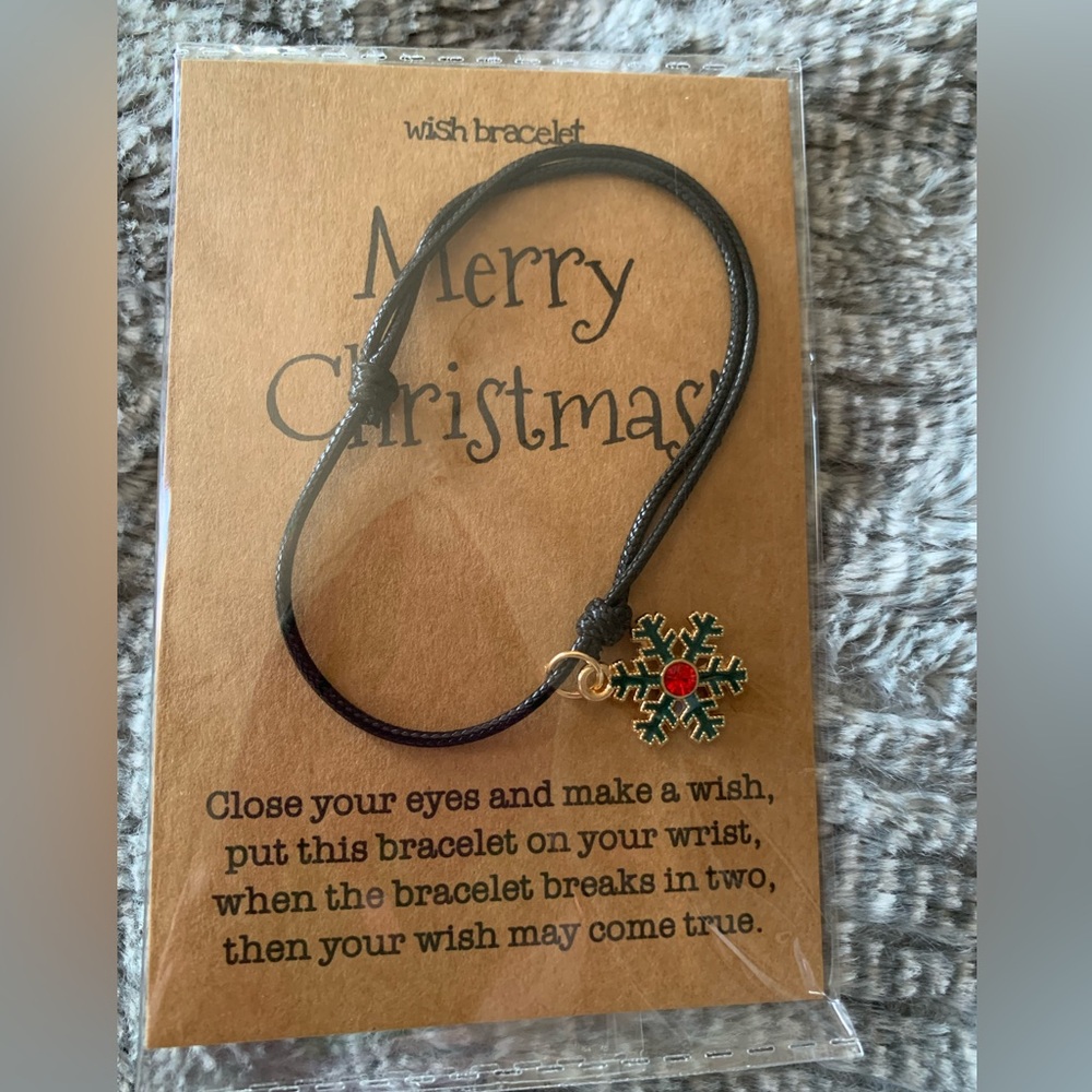 4/$10 Christmas Waxed Roped Charm Snowflake Bracelet NEW